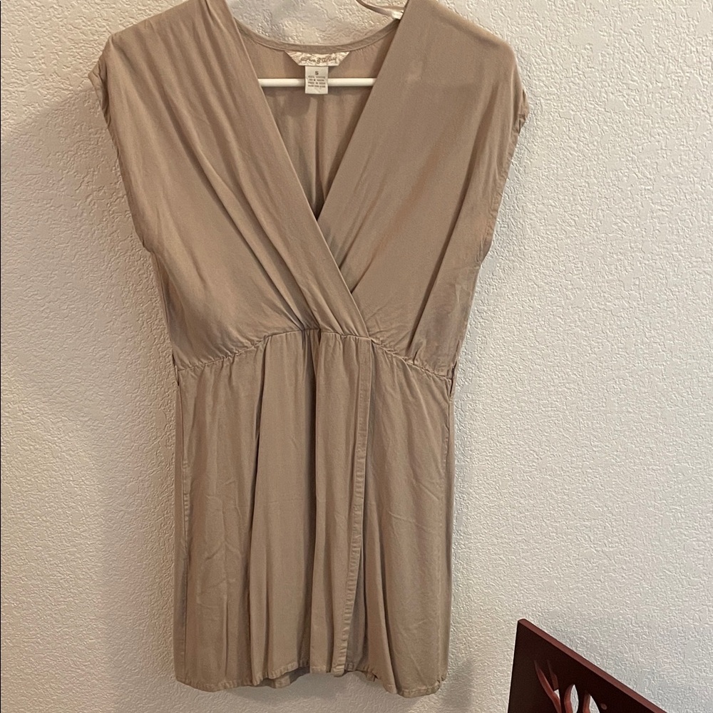 Fun & Flirt Beige V-Neck Blouse